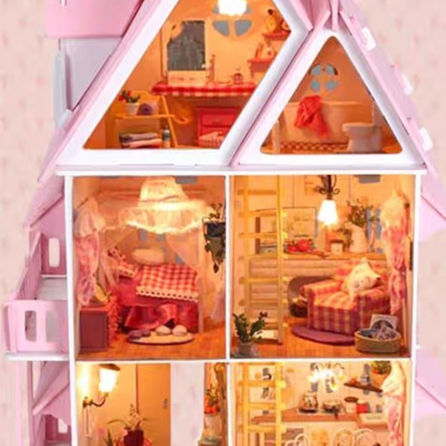 ドールハウス完成品オーダー。ピンクのお部屋 38 ハンドメイド・手芸 ドールハウス完成品オーダー。ピンクの大きなおうち