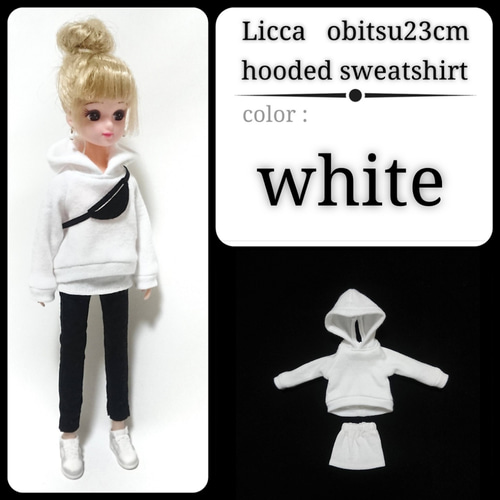 リカちゃん　洋服　BIGワッペン♡パーカー　White ハンドメイド リカちゃん 洋服 BIGワッペン♡パーカー White ハンドメイド 楽天市場