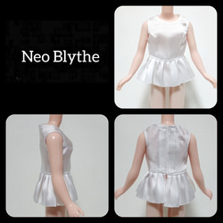 リカちゃん 服 ノースリーブ 1/6 ドール服  ペプラムトップス ホワイト 白 アウトフィット OF ネオブライス 3枚目の画像