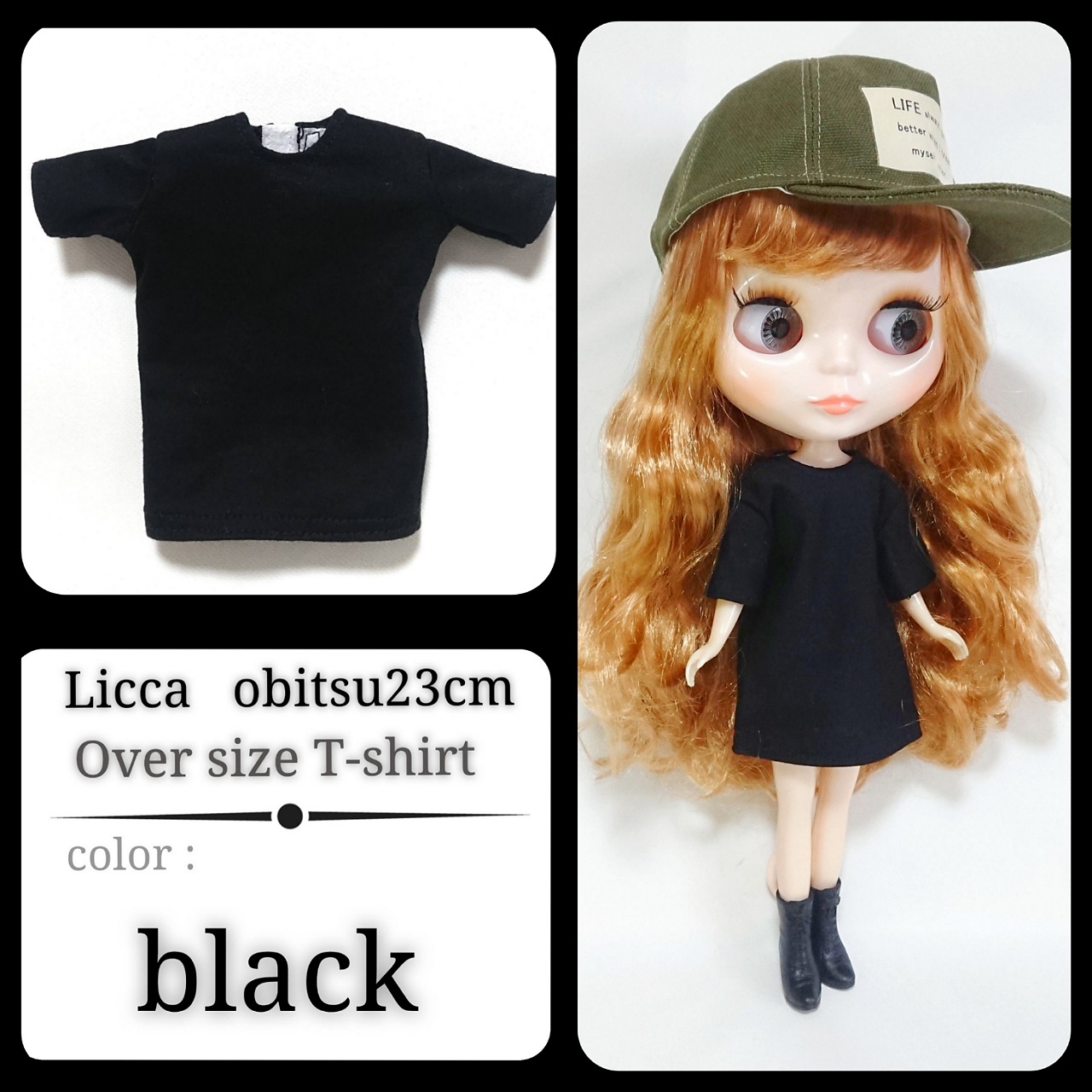 ねねのお店  オビツ リカちゃんサイズ アウトフィット オーバーサイズ Tシャツワンピ アウトフィット 杢グレー リカ