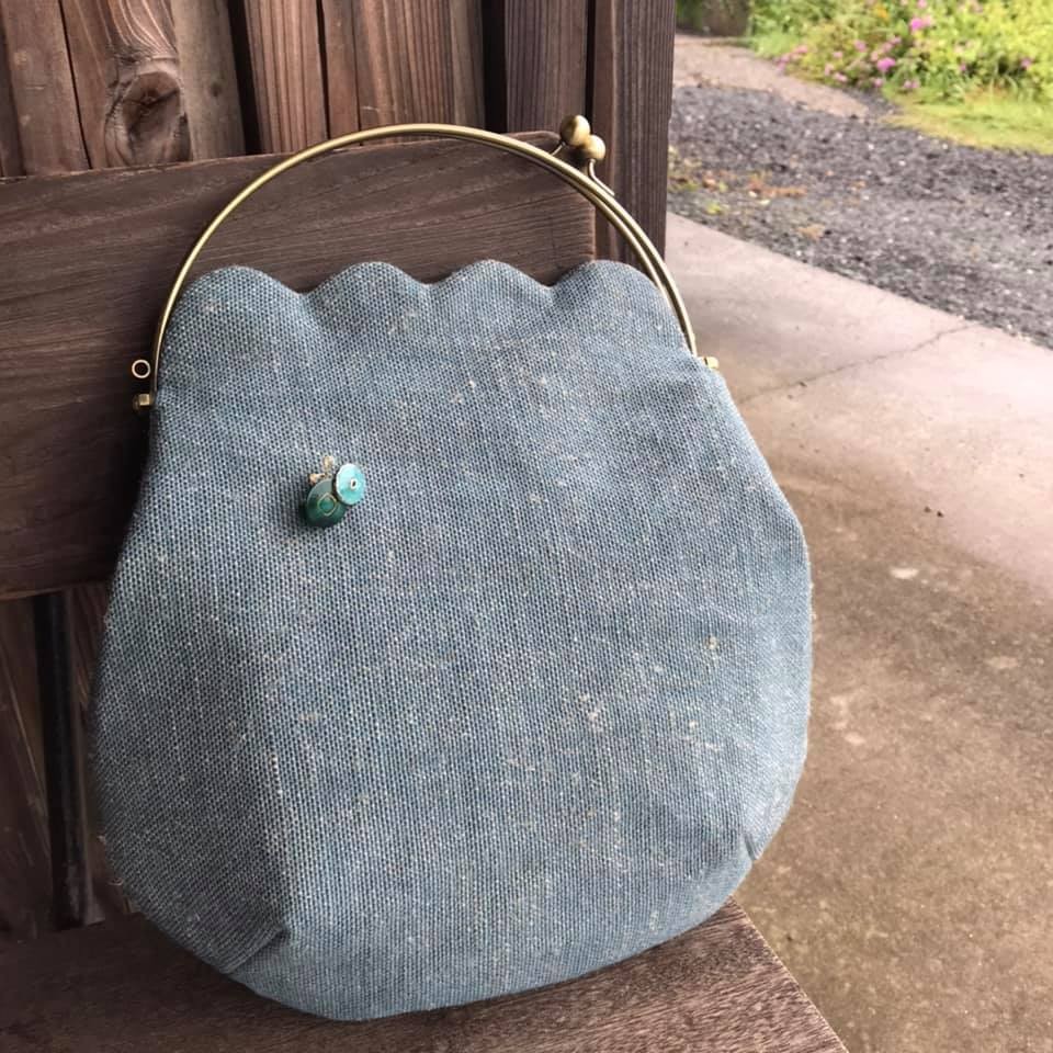 【遠州織物】flower-bag　フラワーバック　ライトブルー【受注製作品】