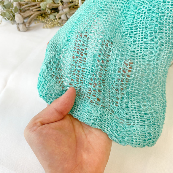 遠州からみ織り「和紙浴用ボディタオル」緑 2枚目の画像