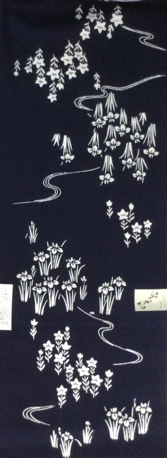 【流水に小花（紺地）】紺地×白・仕立てあがり・浜松注染ゆかた10柄 2枚目の画像