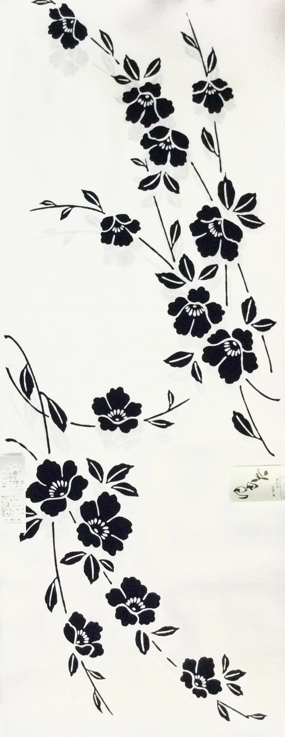 【撫子-なでしこ-（白地）】白地×紺・浜松注染　「ミシンで仕立てられる　ゆかた」10柄パターン型紙付 2枚目の画像