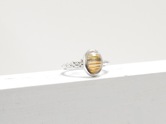 SV925ルチルクォーツ キャッツアイのリング/ASATSUYU 3枚目の画像