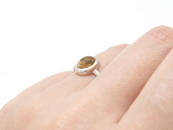SV925ルチルクォーツ キャッツアイのリング/ASATSUYU 5枚目の画像