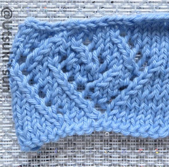ひし形模様の透かし編みのシュシュ 4枚目の画像
