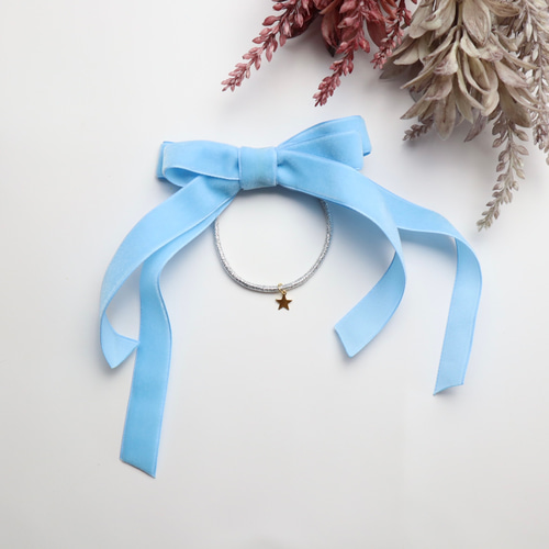 ベルベットダブルリボン】ベビーヘアクリップ ヘアゴム ピン キッズ