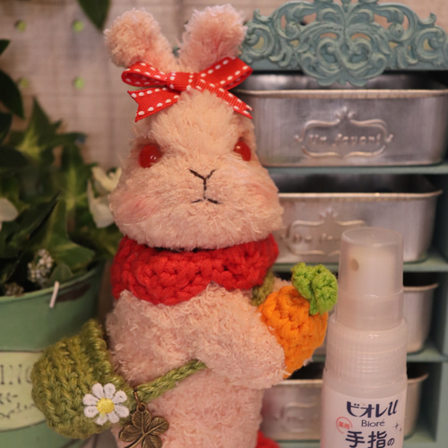 うさぎ 消毒液ホルダー ハンドジェル 編みぐるみ 兎 ハンドスプレー 