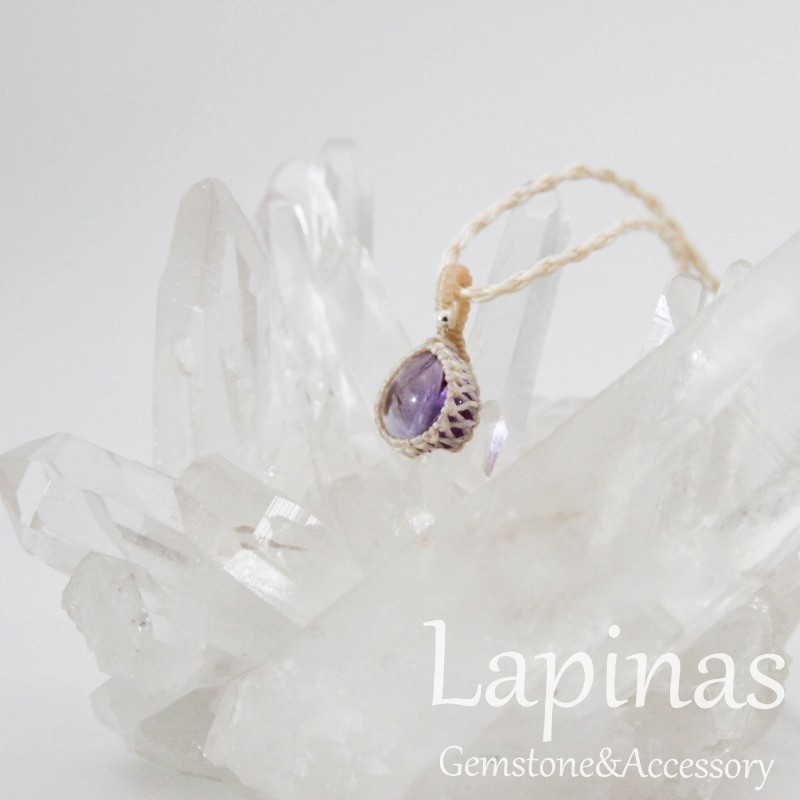 アメシスト ペンダント マクラメ編み シルバー ハンドメイド 天然石 (MPN5)