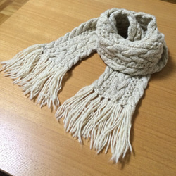 bibiy ホワイト ケーブル編み マフラー z-craft_2493-0923