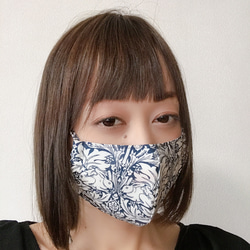 【再販】face mask  うさぎの誘い  ネイビー /ウィリアムモリス 8枚目の画像