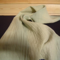 遠州綿ジャカード織り　草木で染め上げた　膨れ織りストール　 35cm×200ｃｍ 5枚目の画像