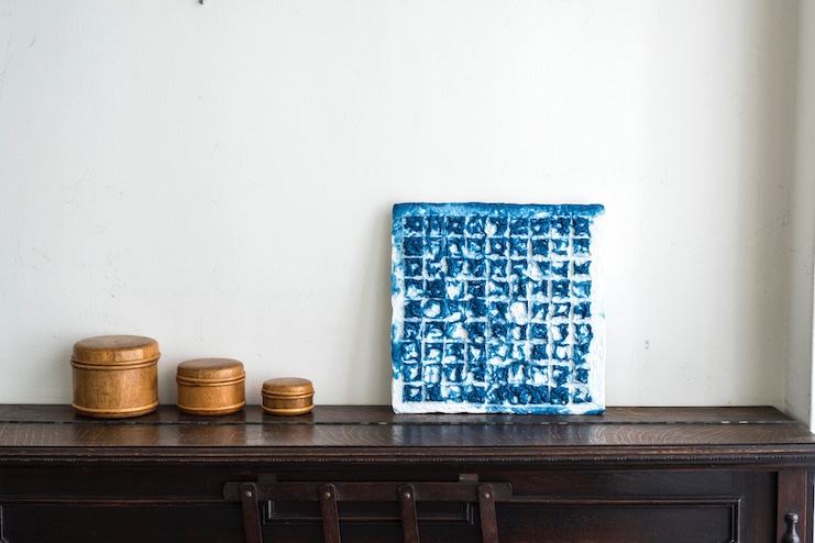 阿波和紙 手漉き和紙アートパネル「モザイクアートパネル+藍表面染め」（8575012）