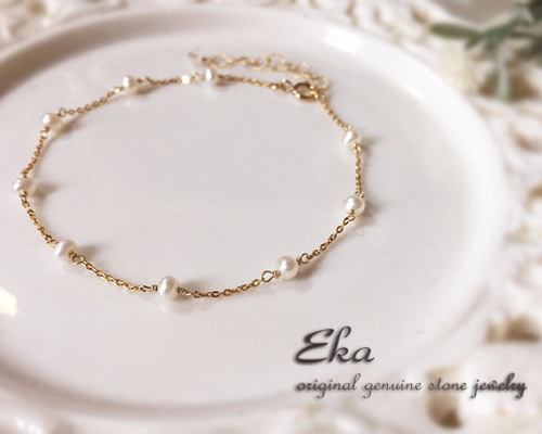 14kgfアクアプレーズ、淡水パールブレスレット 14kgfアクアプレーズ、淡水パールブレスレット