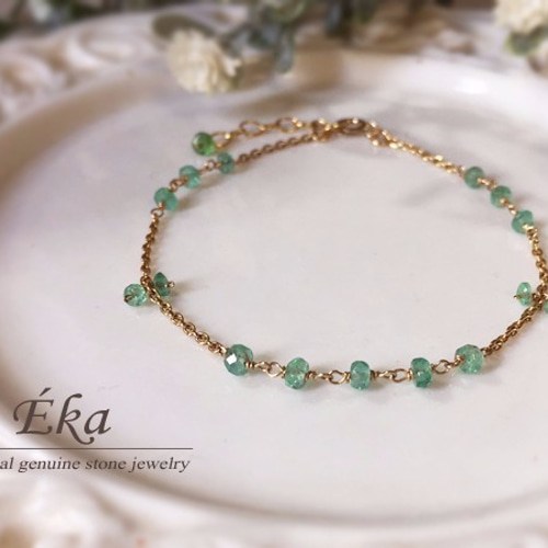14KGF*コロンビア産エメラルド*ブレスレット ブレスレット Eka
