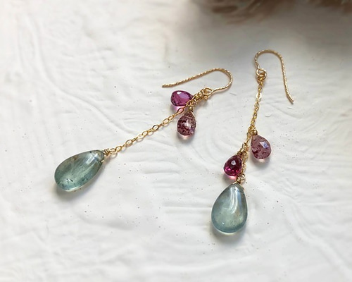 H様ご予約】k14gf*モスアクアマリン・ロードライトガーネット  