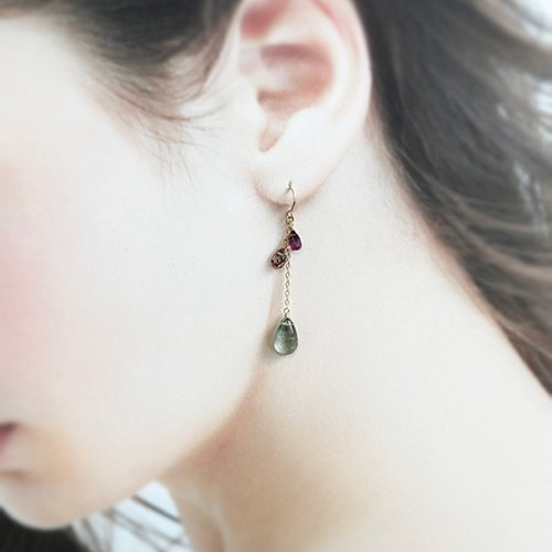 H様ご予約】k14gf*モスアクアマリン・ロードライトガーネット  