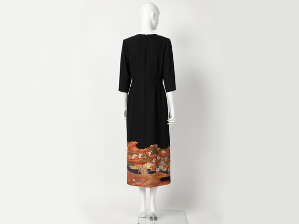 【希 NOZOMI】着物地（きもの地）オリジナルドレス　11号　1点物　正絹 4枚目の画像