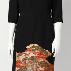 【希 NOZOMI】着物地（きもの地）オリジナルドレス　11号　1点物　正絹 6枚目の画像