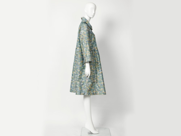 【希 NOZOMI】着物地（きもの地）オリジナルコートドレス　フリーサイズ　1点物　正絹 5枚目の画像