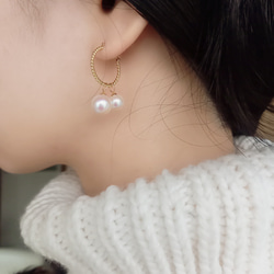 mili K18YG 宇和島アコヤパール Two Pearl Pierce 2枚目の画像