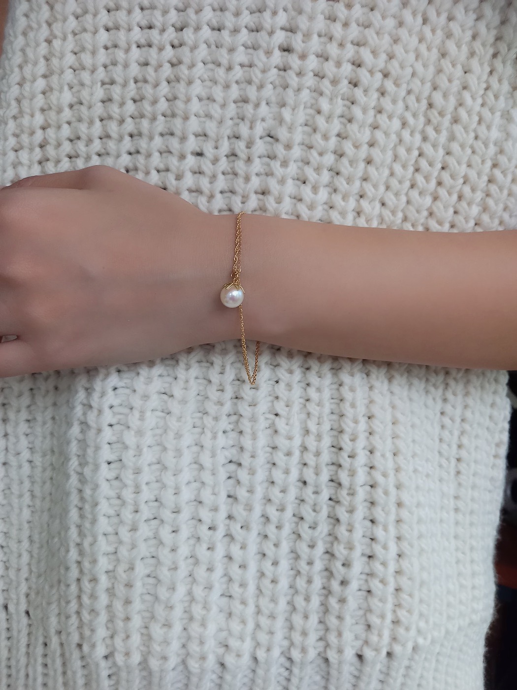 mili K18YG 宇和島アコヤパール Lotus bracelet