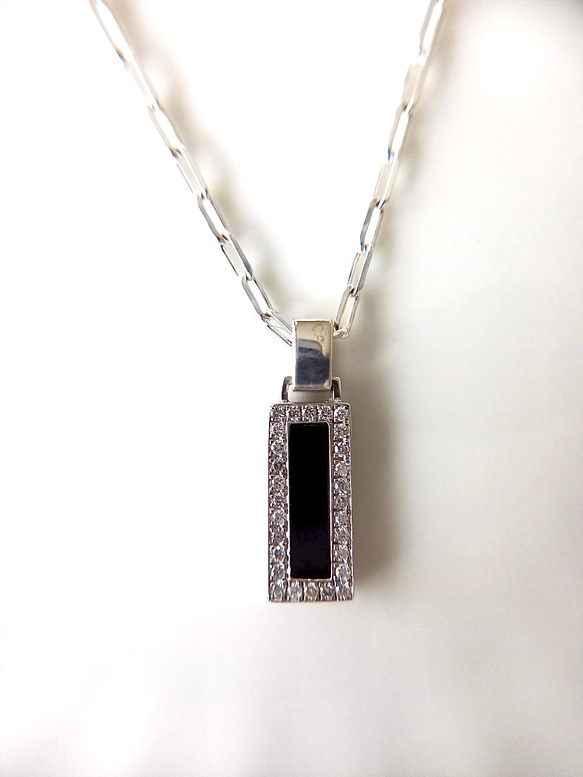 SV925 Diamond Hematite Pendant 1枚目の画像