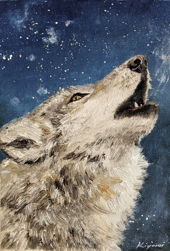 原画 F10 狼 アート 絵画 動物画 肉筆画 アクリル画 現代アート art