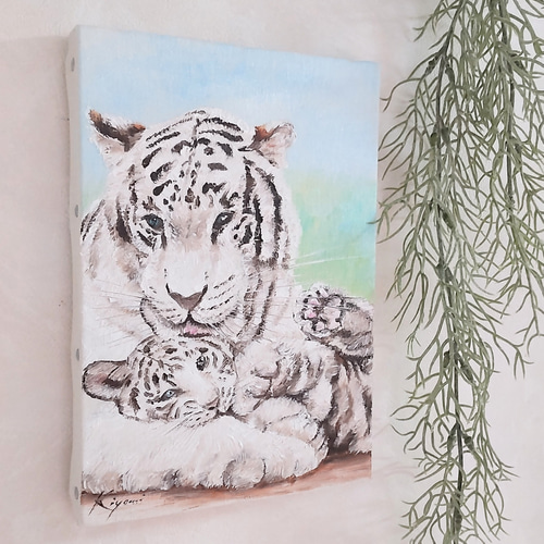 半額 福袋の通販 Atelier 絵画 ホワイトタイガーの親子 kiyomi 11951714 通販 絵画+タペストリー