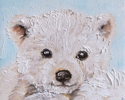 もんちゃん#18 原画 oil painting くま シロクマ 1_62feb3482dae9fc98e153192d0e6