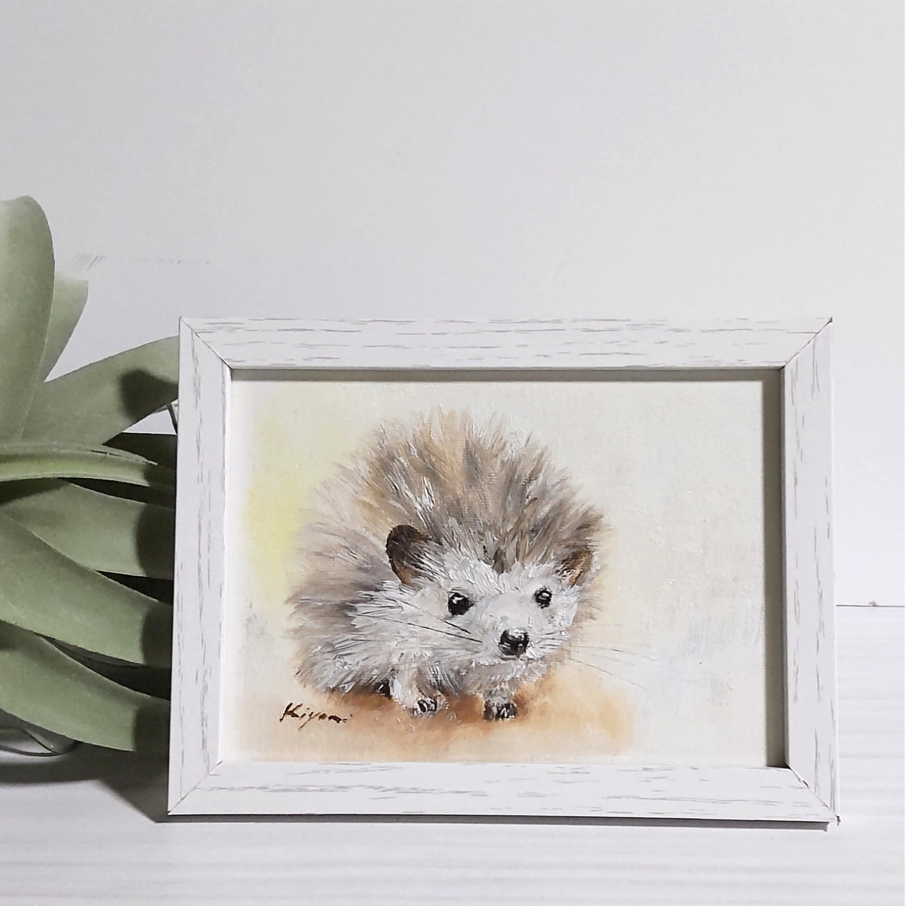 ハリネズミ　油彩画　原画 46e5b26e278f530c87bafa9b65c143