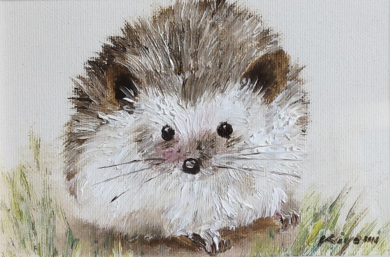 ハリネズミ　油彩画　原画 ハリネズミ 油彩画 原画 ハリネズミの切り絵No.5-1 PSフォト