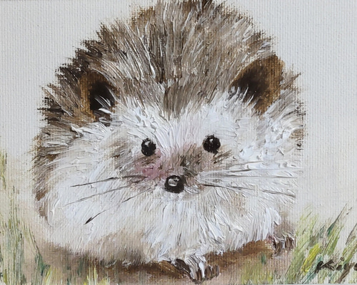 ハリネズミ　油彩画　原画 1_b2508f2839000711c12cf03dd9a4