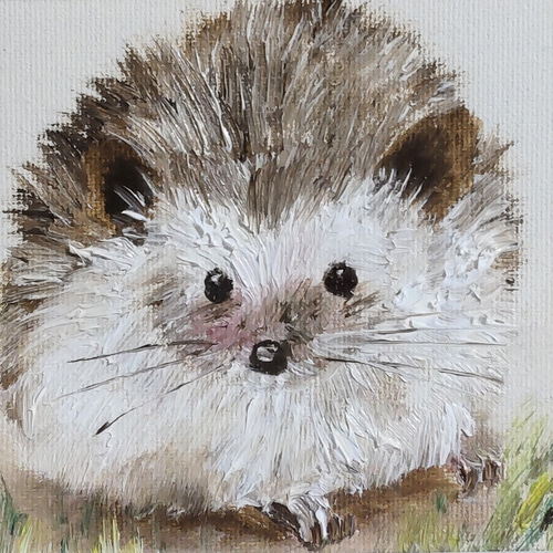 ハリネズミ　油彩画　原画 ハリネズミ 油彩画 原画