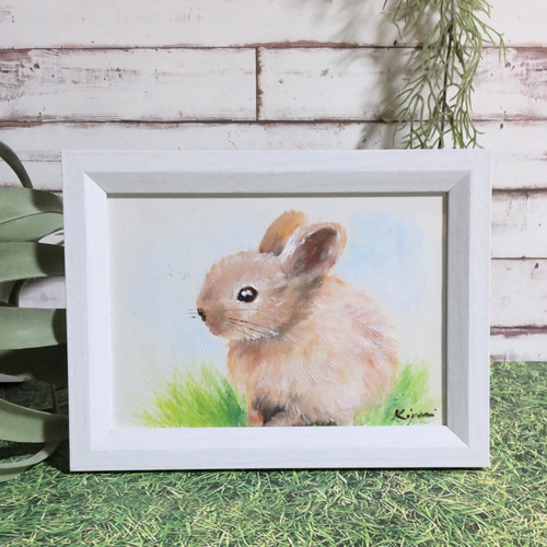 うさぎ〈油絵〉 絵画 Atelier kiyomi 通販 12551001|Creema うさぎ〈油絵〉 絵画 Atelier kiyomi 通販 12551001|Creema