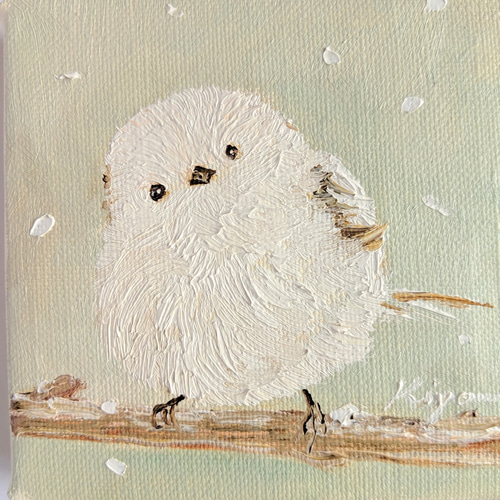 【油絵】シマエナガ2枚セット 油絵】シマエナガ2枚セット