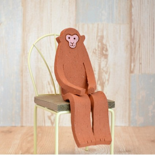 再販2 こしかけくん 陶人形 猿さる 茶色 その他置物 いなだちゃこ 通販
