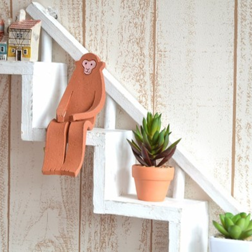 再販2 こしかけくん 陶人形 猿さる 茶色 その他置物 いなだちゃこ 通販