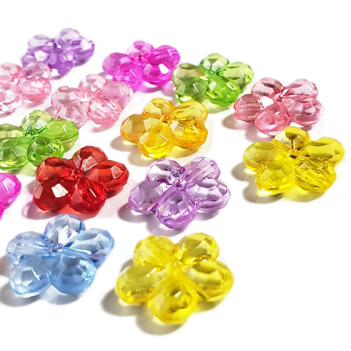 アクリル フラワー 選べるカラー 8色 ◇ カラフル ビーズ 多面カット