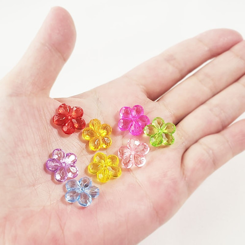 アクリル フラワー 選べるカラー 8色 ◇ カラフル ビーズ 多面カット