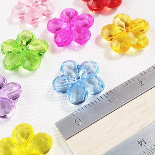 アクリル フラワー 選べるカラー 8色 ◇ カラフル ビーズ 多面カット