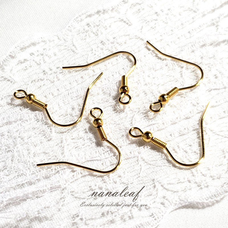＊ハル様ピアス金具飾り玉無しフック 高品質 ピアスフック ステンレス 10個 ◇ 丸玉・バネつき