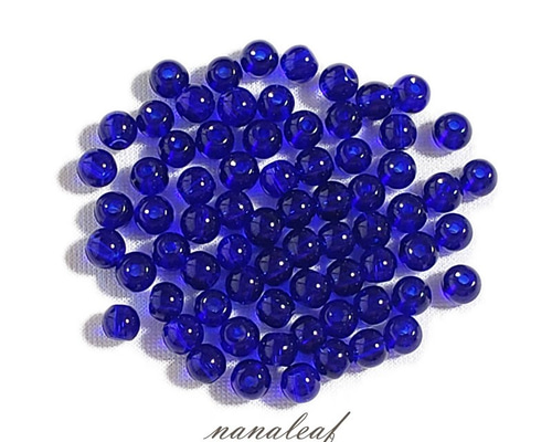 トロールビーズ　ガラスビーズ青系5つ チェコ製ハンドメイドガラスビーズ ブルー8㎜【5個】 | beads lot