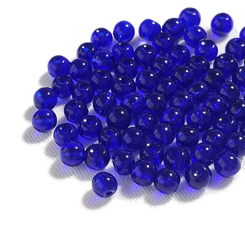 ガラスビーズ ロイヤルブルー 4mm 48コ ◇ 透明 ビーズ 深い青 BGL0001