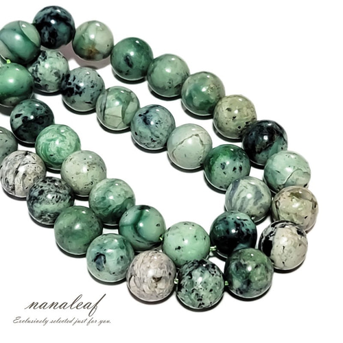 連売り】 天然石 ジャスパー ラウンド 1連 ◇ 11mm ビーズ 緑碧玉
