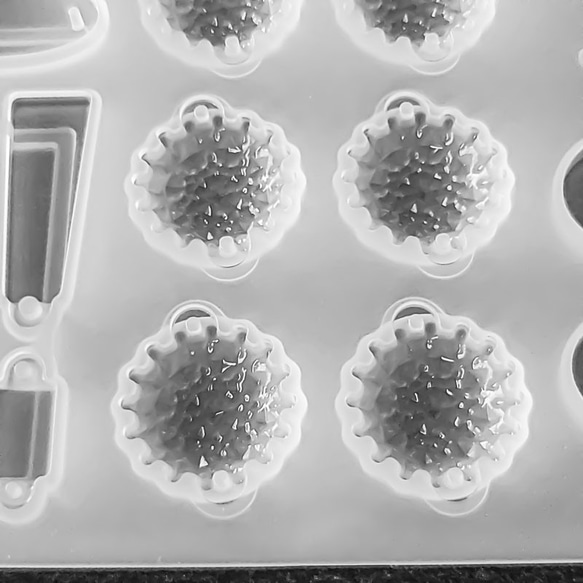 レジン 型 混合 花 ハート コネクター カボション ◇ シリコン モールド M000016 3枚目の画像