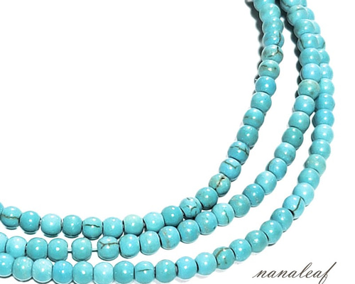 1連】天然石 ターコイズ 4mm ラウンド ◇ トルコ石 BST00076-4A 天然石