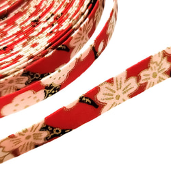 和柄 リボン 梅と桜 10mm ◇ 1m～ 和風 テープ 赤 レッド 梅 桜 花柄 R000009-RP-10 2枚目の画像