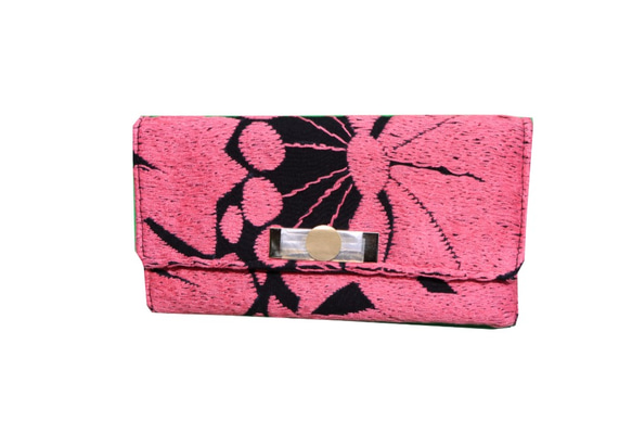 [DRACO] 財布　ハラパ・デ・ディアス刺繍　ピンク×ブラック 1枚目の画像